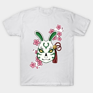 Blossoming Habits: A Cherry Blossom Japanese Mask Green T-Shirt